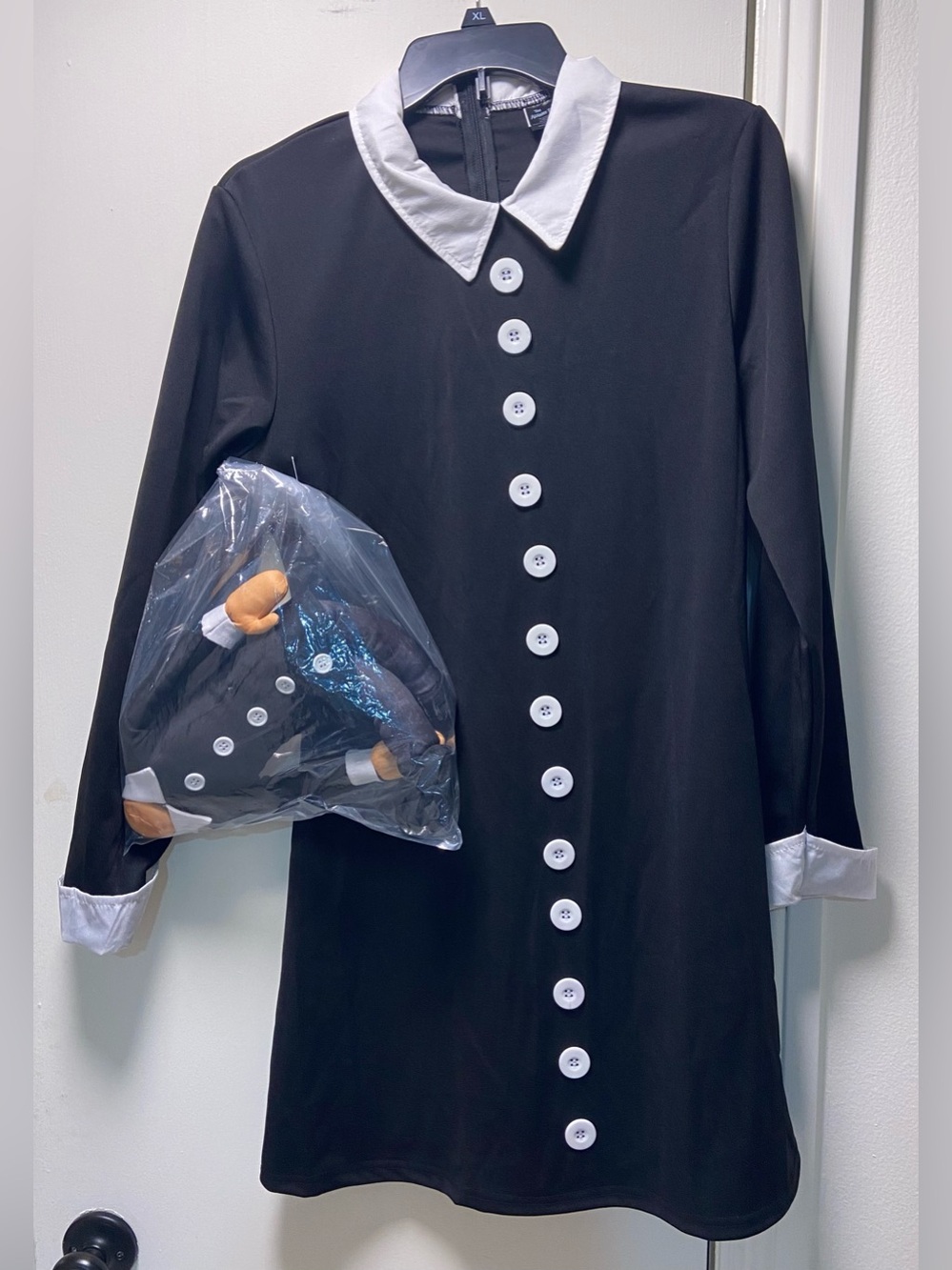 Addams Family “Wednesday” Black Dress w/ Doll Halloween Costume - Women Size M